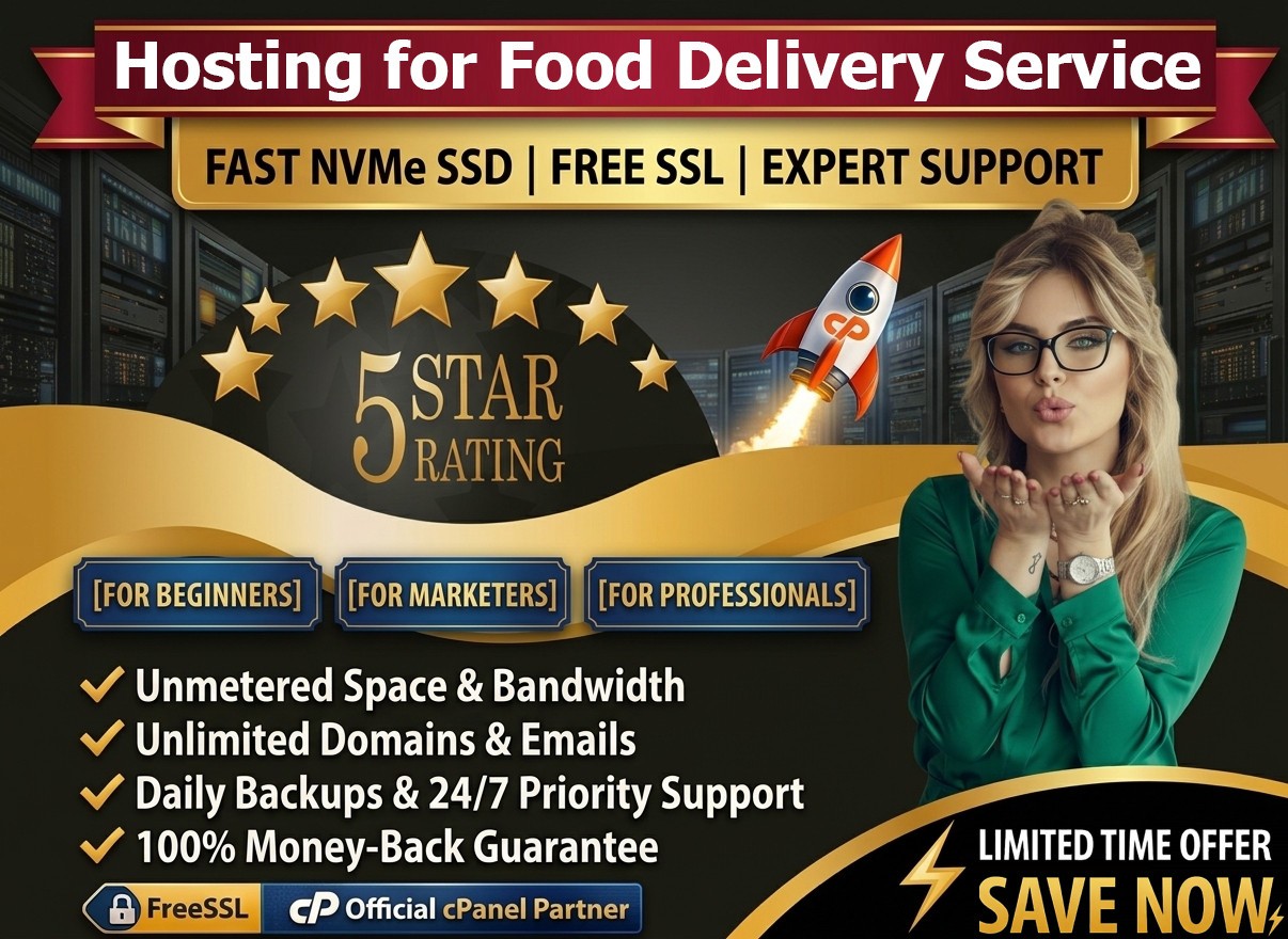 Hosting for Food Delivery Service – 🍔 Super Fast, Secure, Unlimited | $14.99/Yr