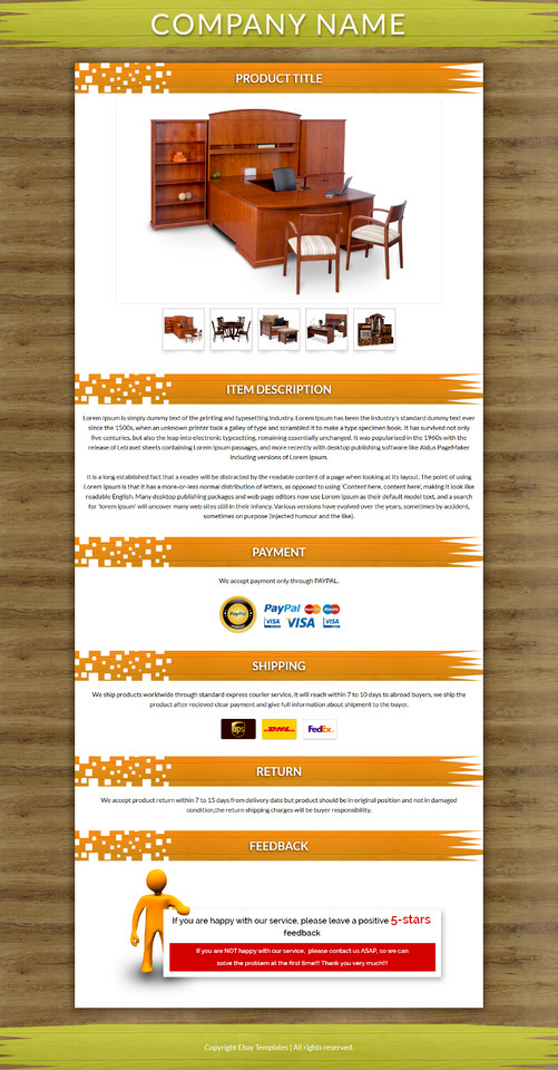 eBay Listing Templates Mobile Responsive HTTP 2019 Secure for Furniture Products