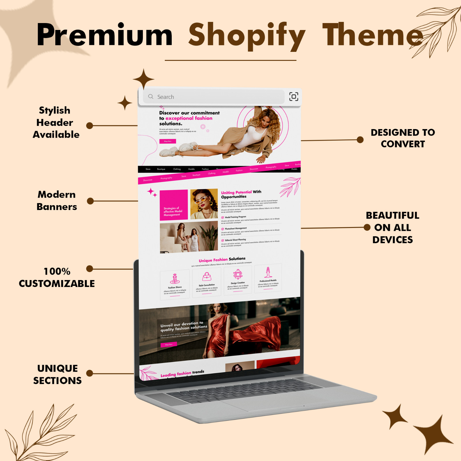 PREMIUM Shopify Theme for Fashion Stores | Digital Download Website Design