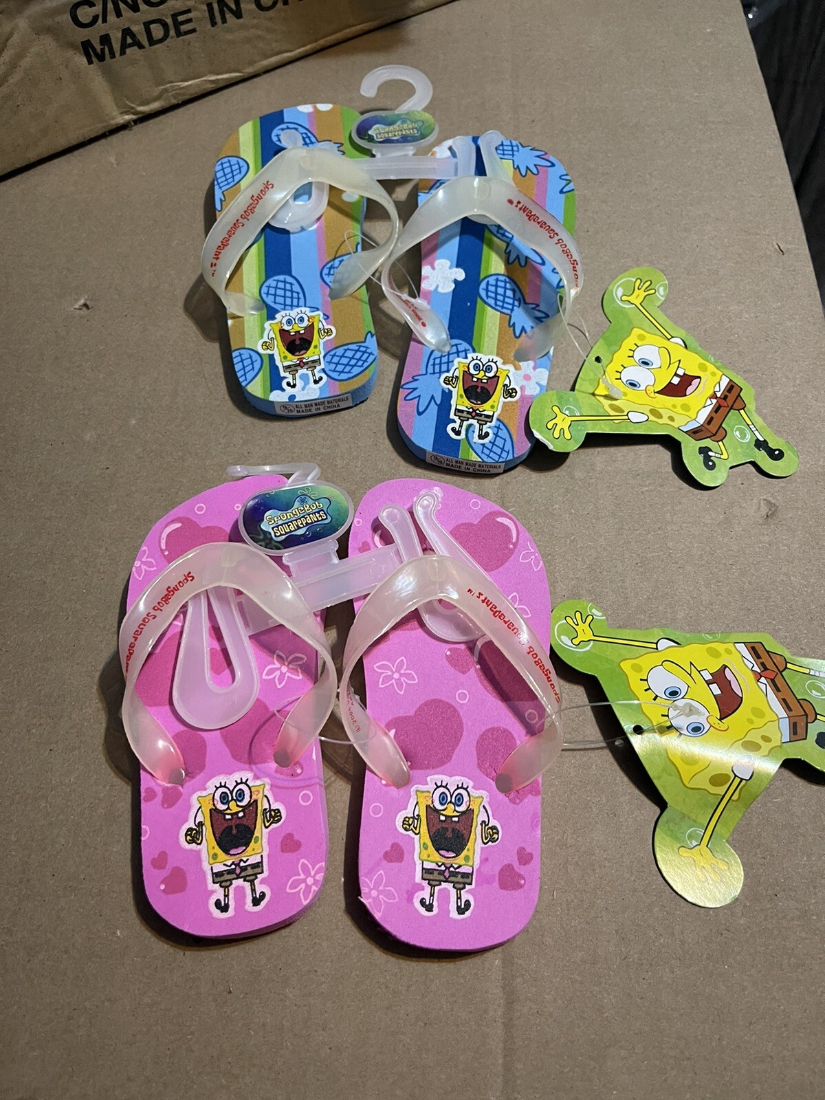 💥350 + NEW PAIRS children’s Sponge Bob Sandals flip-Flops many sizes Boys Girls
