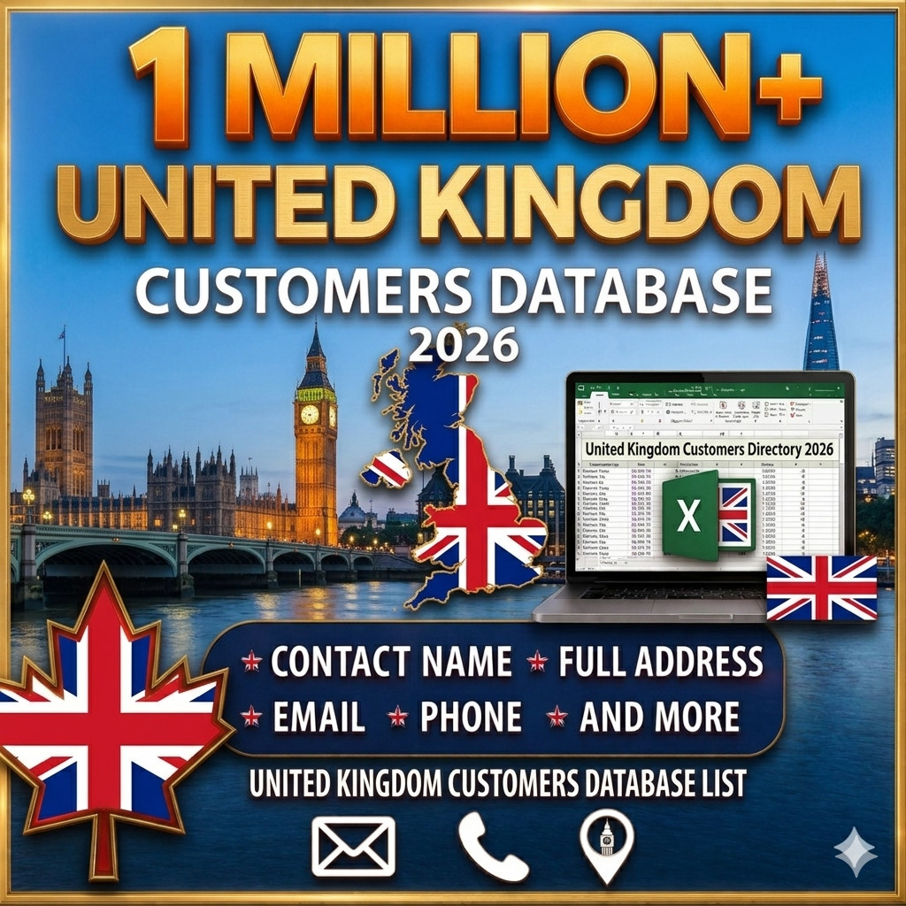 1 MILLION UK Customers Email Database – B2C Contact leads (Excel file)