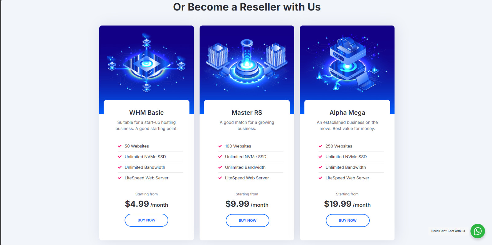Reseller Hosting with CloudLinux & LiteSpeed Super-Fast NVMe M.2 SSD Guaranteed