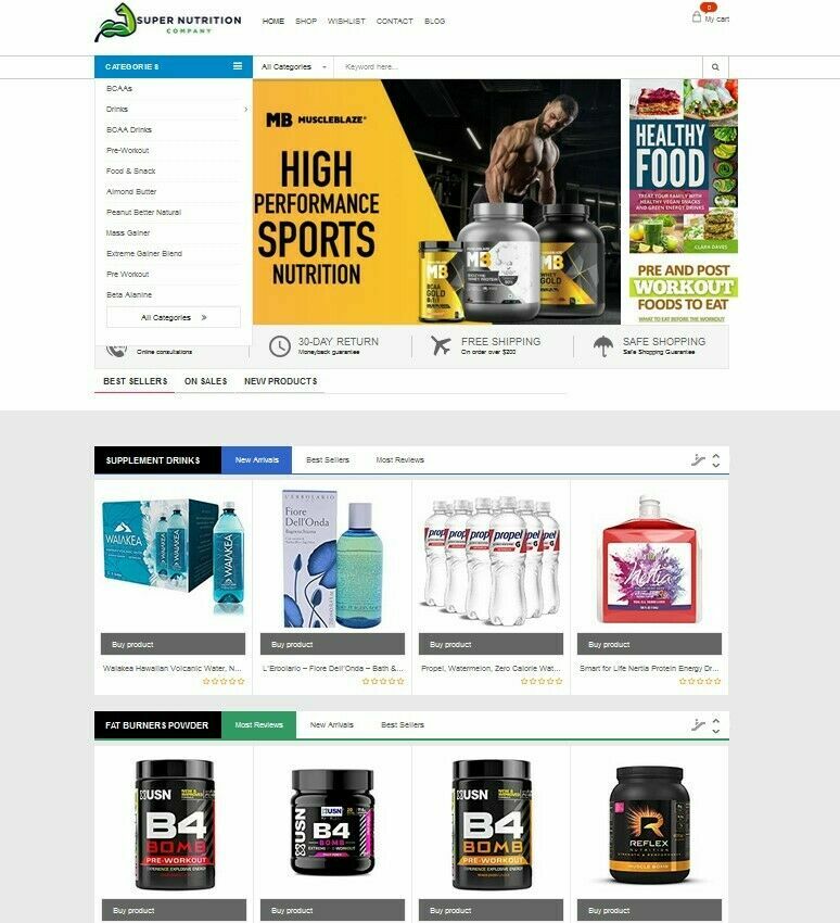 Supplements Store, Amazon eBay Affiliate Dropship Website For Sale