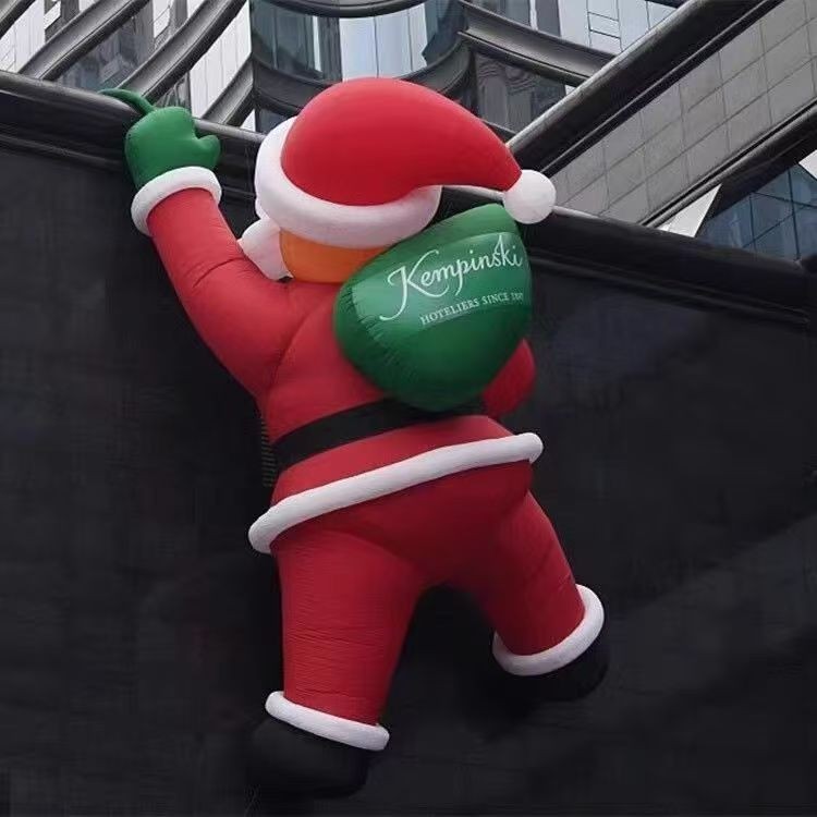 Inflatable Christmas Santa climbing wall hanging light-up cartoon decoration