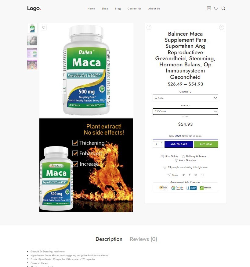 Black Maca Store Website, Make Money with Affiliate and Drop Shipping