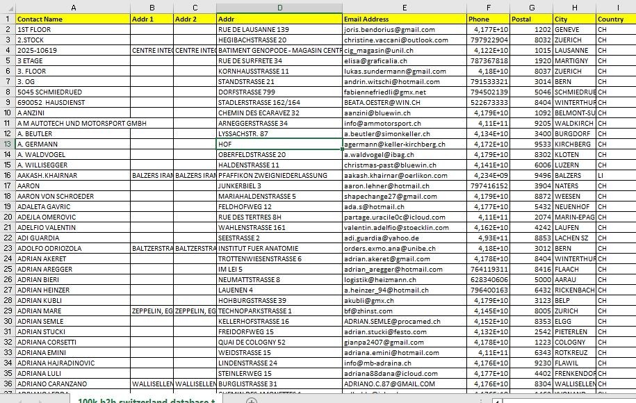 800K SWITZERLAND Email Database list 2026 | Contact Leads (Digital Download)