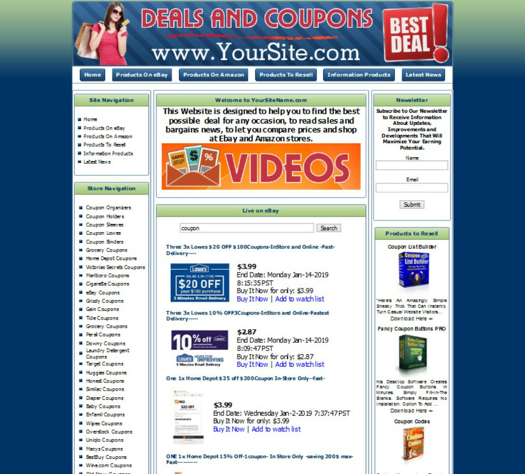 DEALS AND COUPONS Business Website for Sale.