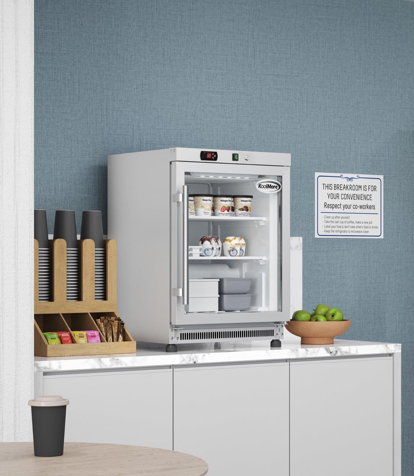 KoolMore 24 in. Commercial Manual Defrost Countertop Display Freezer in White…
