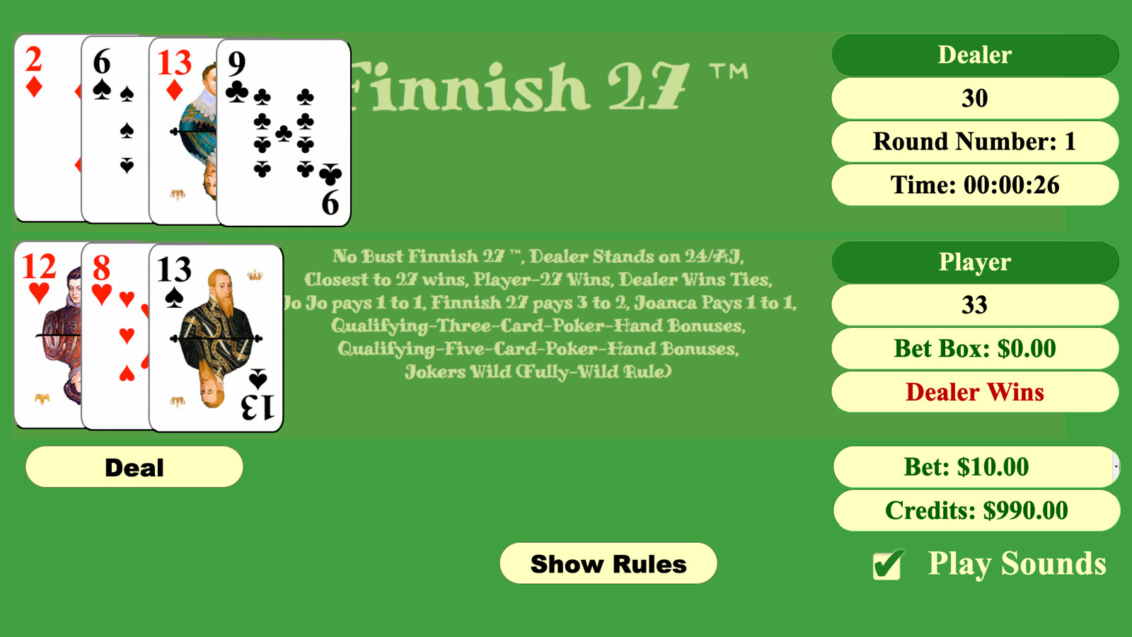 US Patent 9162137B2 issued for invention of a new family of casino-card games