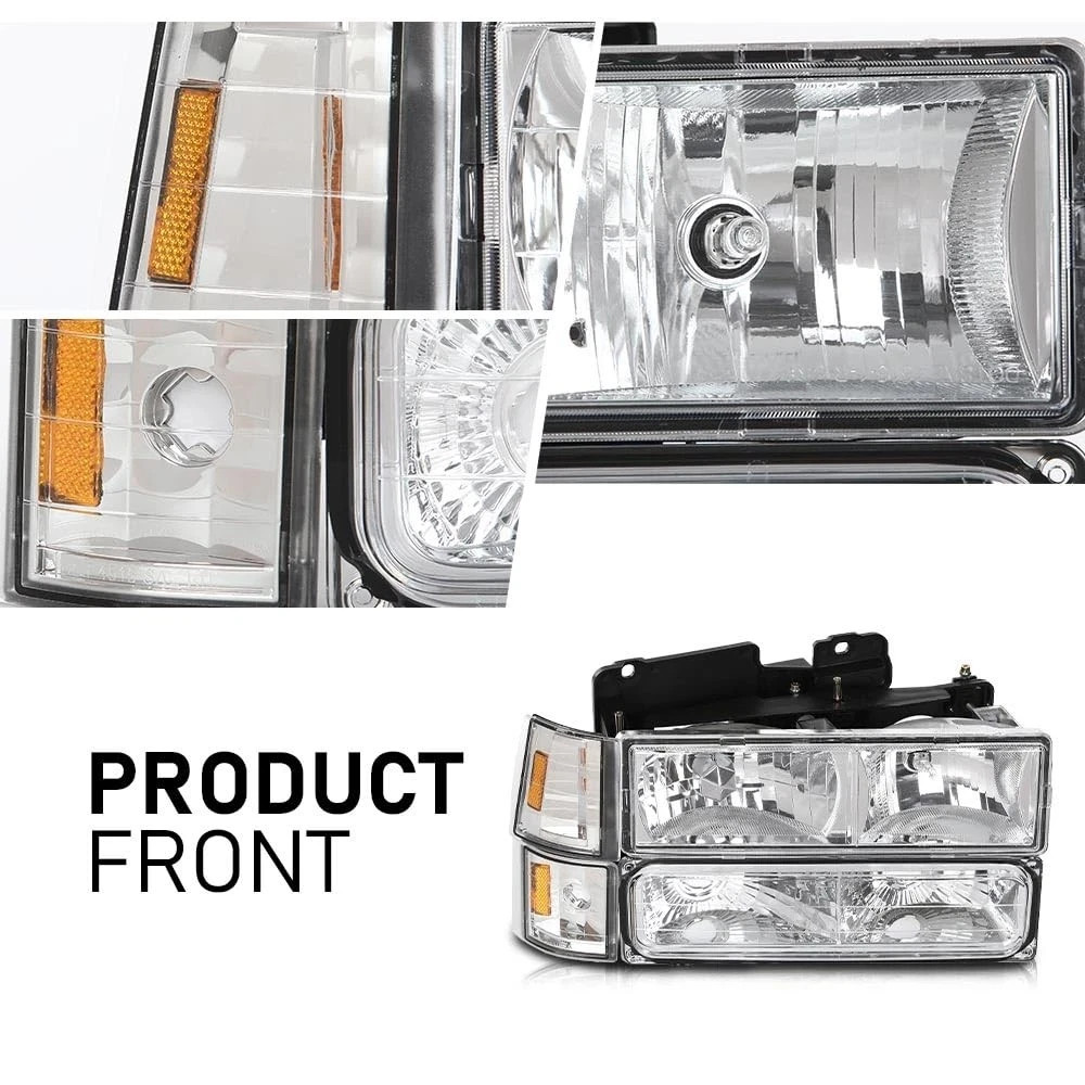 Headlights Assembly w/Bulbs Fit Chevy/GMC Suburban C1500 1994-99