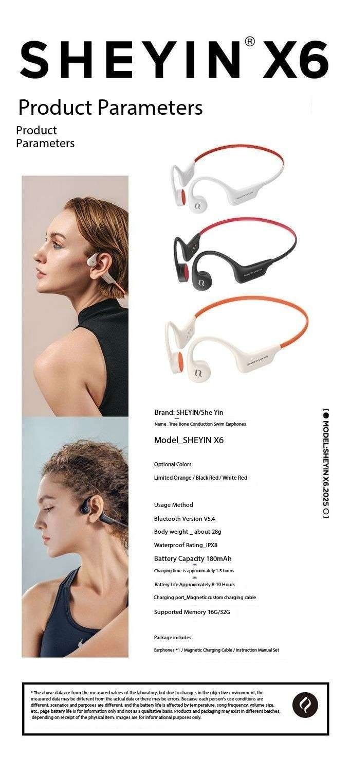 SHEYIN X6 Bone Conduction Bluetooth Headphones with Ultra Long Battery Life