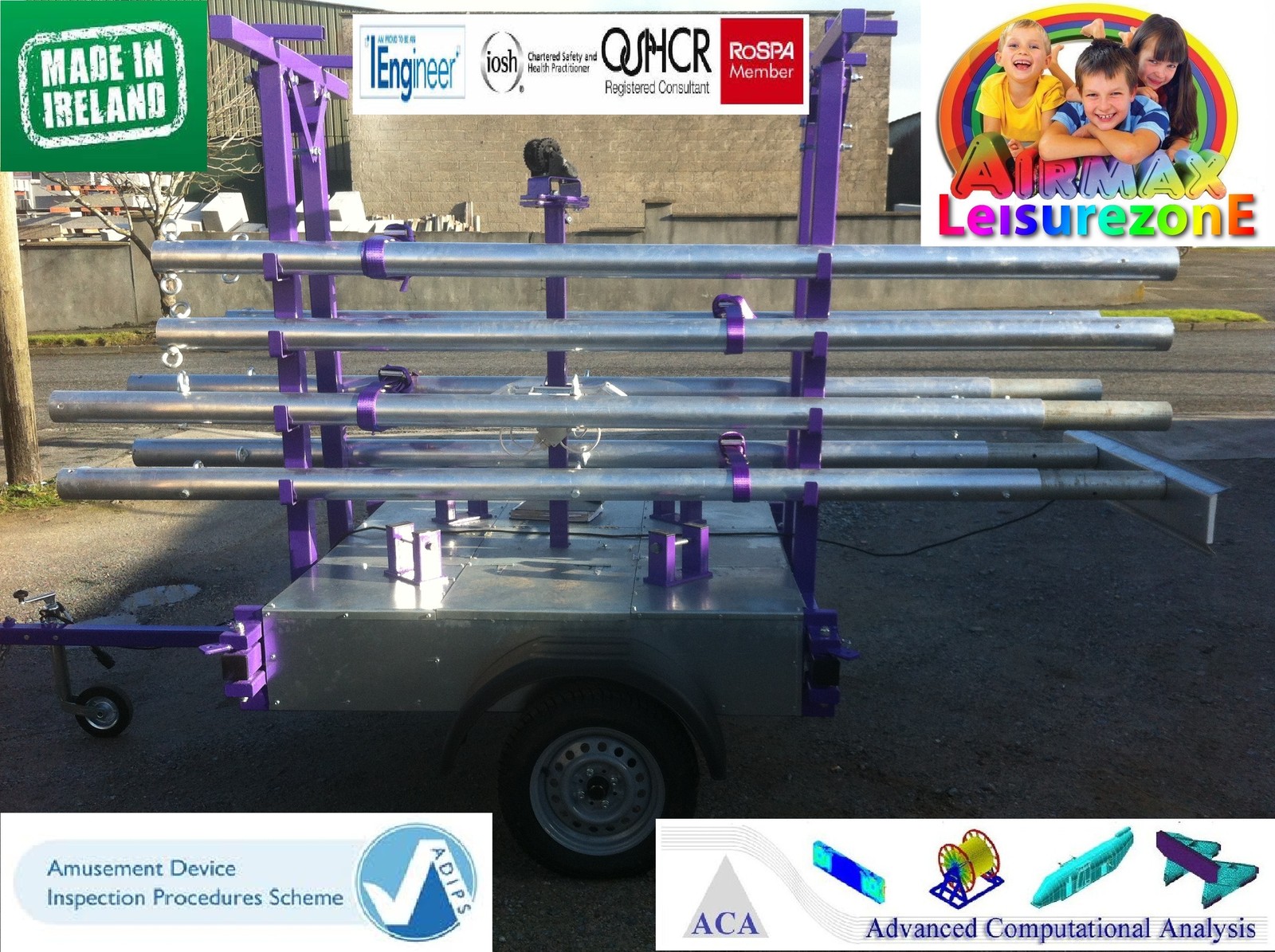 NEW FOR 2024 OUR DELUXE FULLY GALVANIZED 4 BED TRAILER MOUNTED BUNGEE TRAMPOLINE
