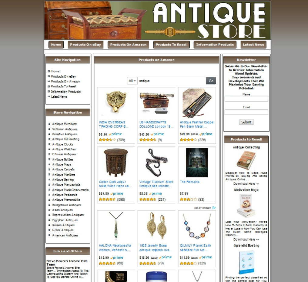 ANTIQUE STORE – Make Money With Your Own Amazon Store Business Website
