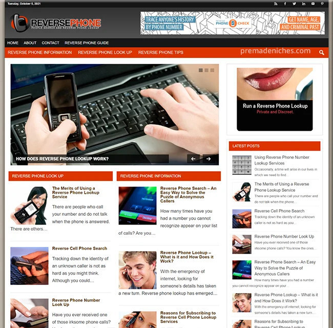 Pre-Made Reverse Phone Blog Affiliate Website | Explore Unknown Phone Numbers