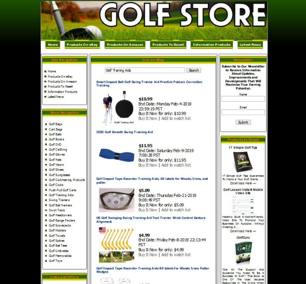 GOLF Website. Affiliate STORE+Amazon Store+Google Adsense+Dropship