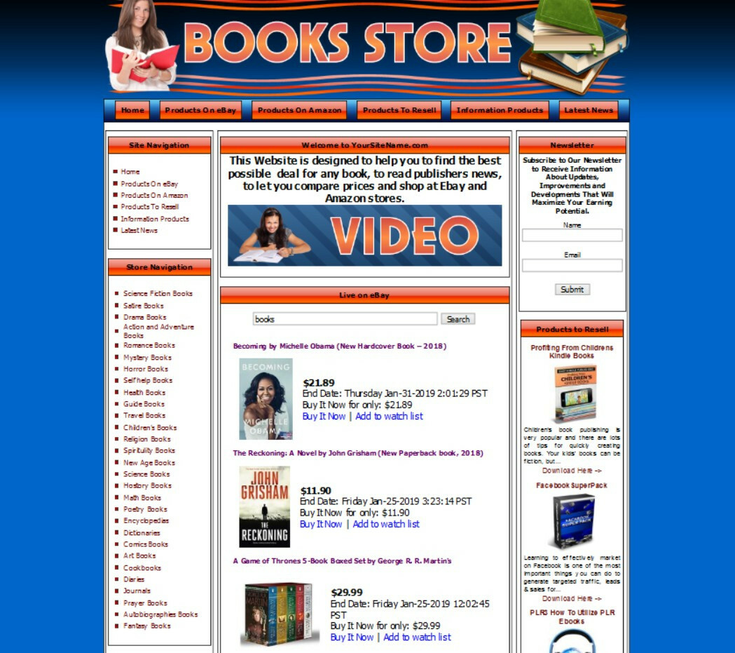 BOOK STORE – Complete Turnkey Website + Amazon Google Affiliate