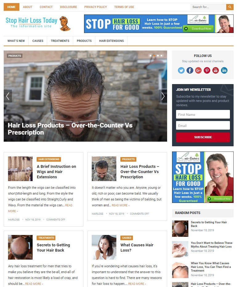 DFY HAIR LOSS WORDPRESS THEME+FREE SETUP PRE-DESIGNED BANNERS AND ADS