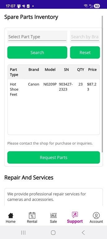Equipment Rental Mobile app / (Android/iOS)