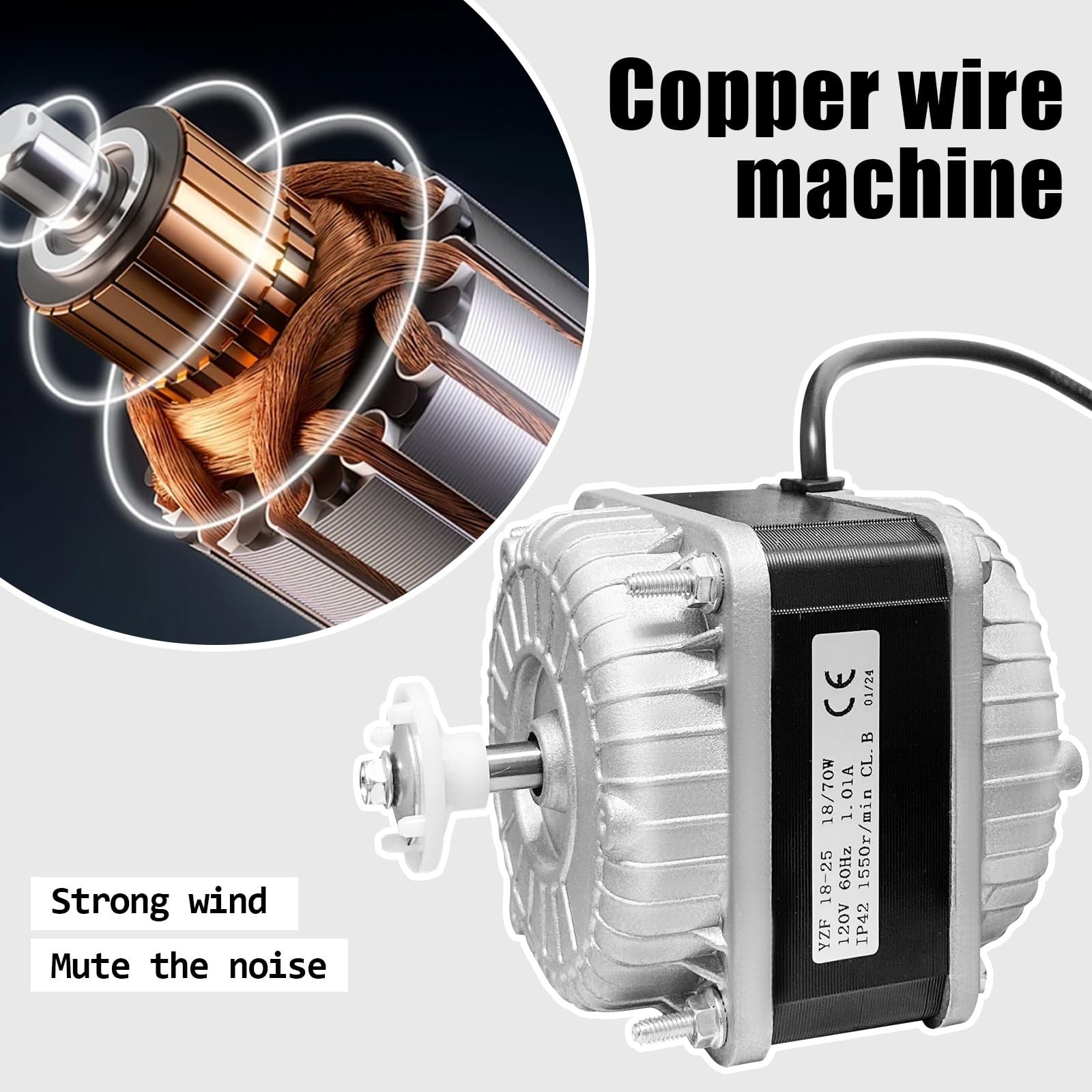 YZF18-25 Fan AC Motor(Copper Wire) 120V 60HZ 18W 1.01A,YZF18-25 Shaded Pole M…