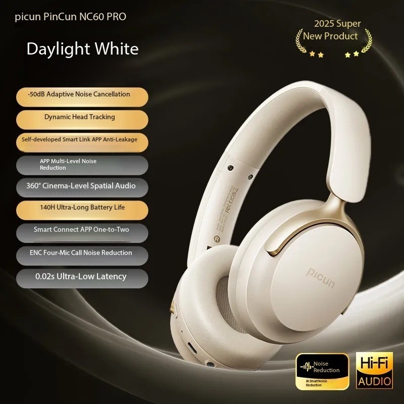Pinsen NC60 PRO Over-Ear Bluetooth Headphones with Active Noise Cancellation