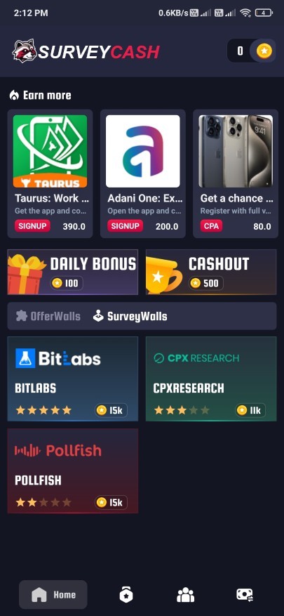 SurveyCash – Android Survey & Offerwall App with Laravel Admin Panel