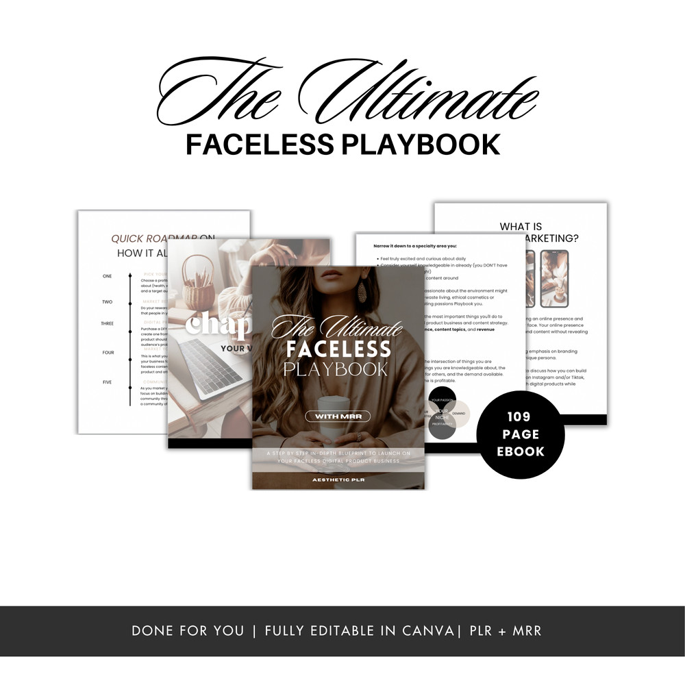 Faceless Digital Marketing Bundle with PLR & MRR | 8 Editable Canva Templates |