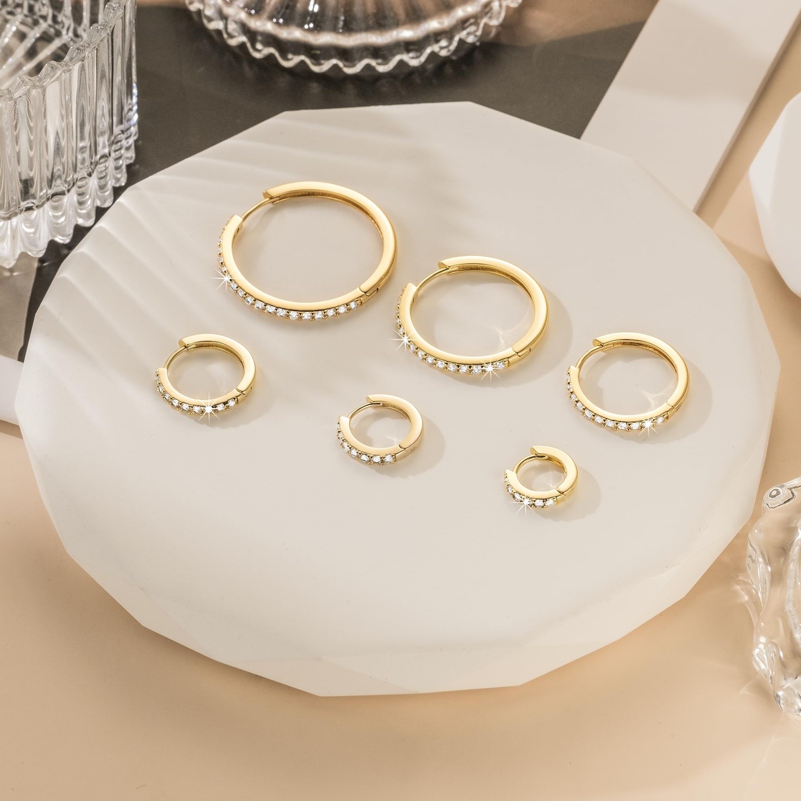 NEARLAND 14K Gold Hoop Earrings for Women 14K Gold Earrings for Women Small G…