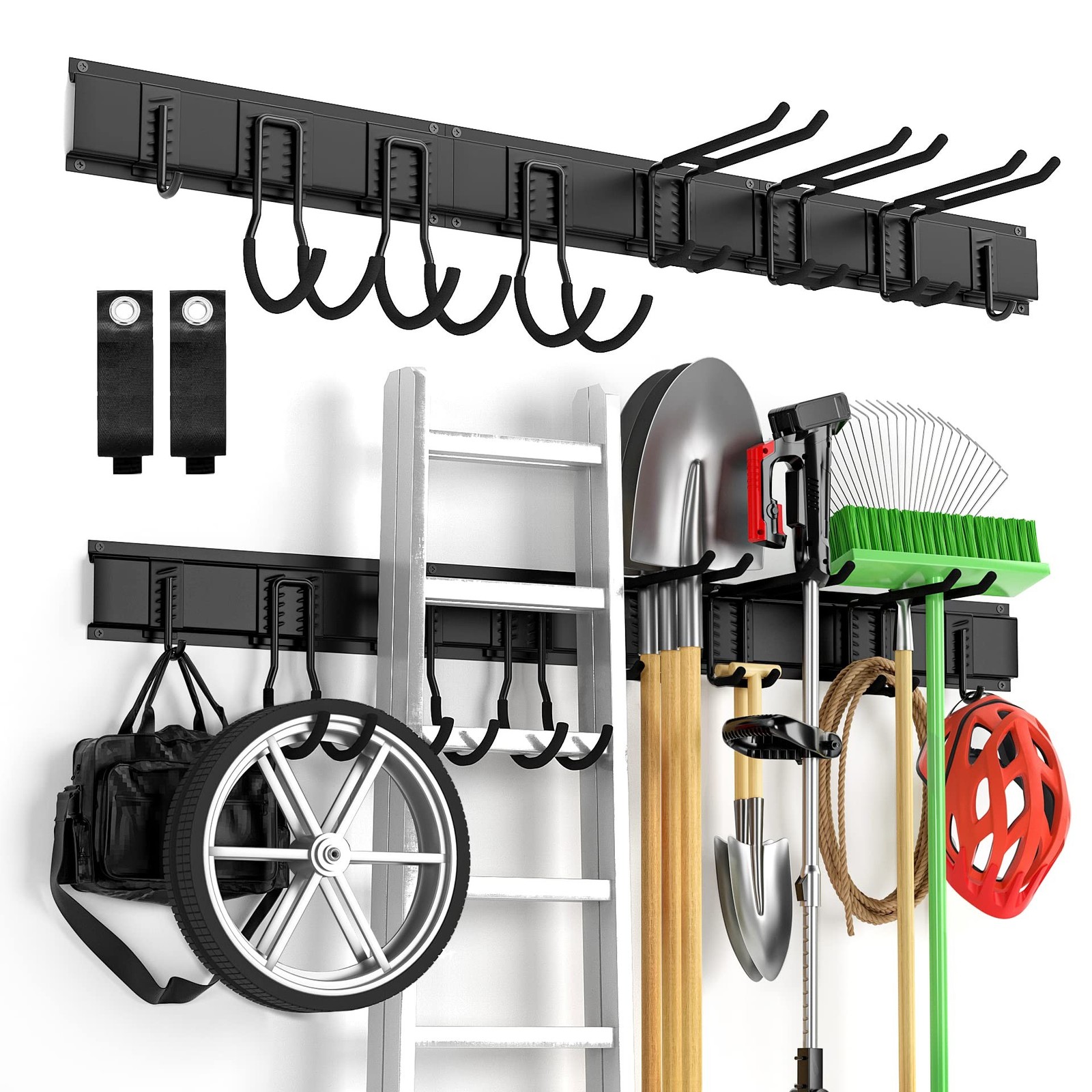 Garage Tool Organizer Wall Mount 13 PCS, Yard Garden Tool Organizer, Adjustab…