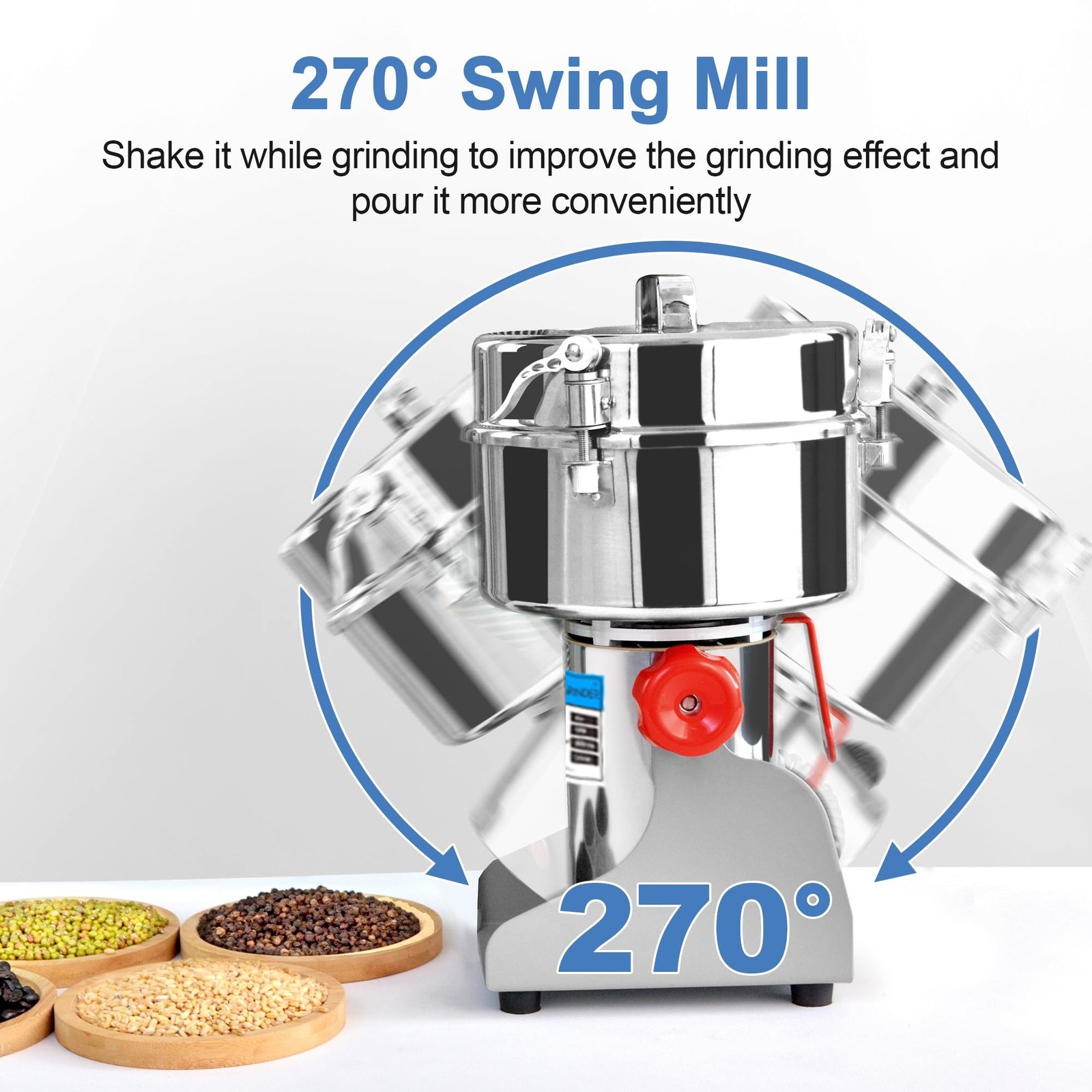 Grain Mill Grinder Electric (750g Swing Type+304 Stainless Steel)