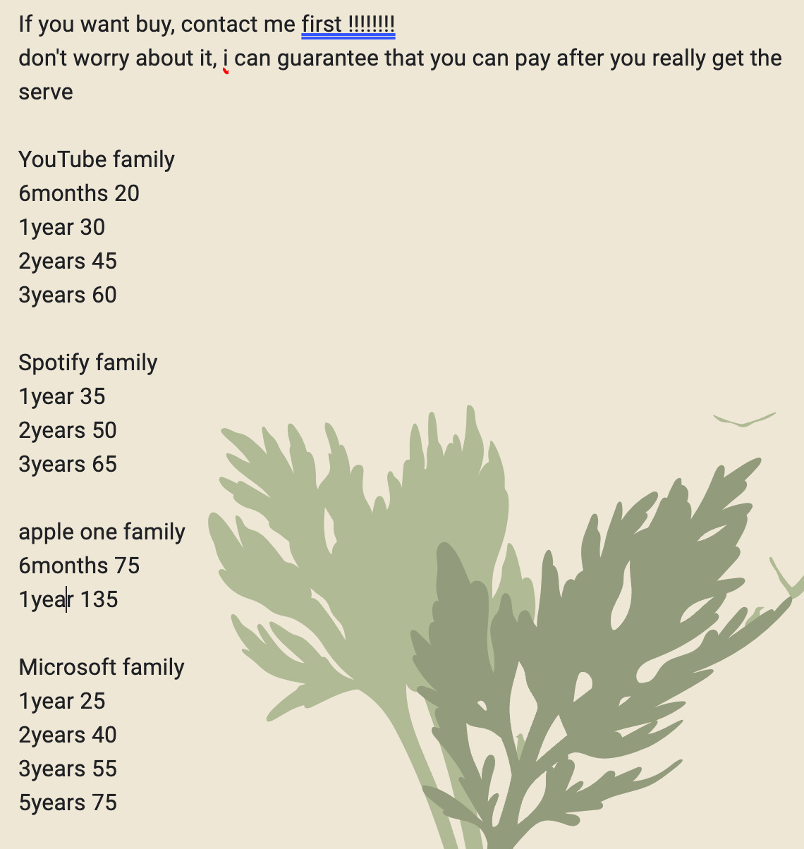 apple one pre 1 year (contact me first) cheap way!!!!!!