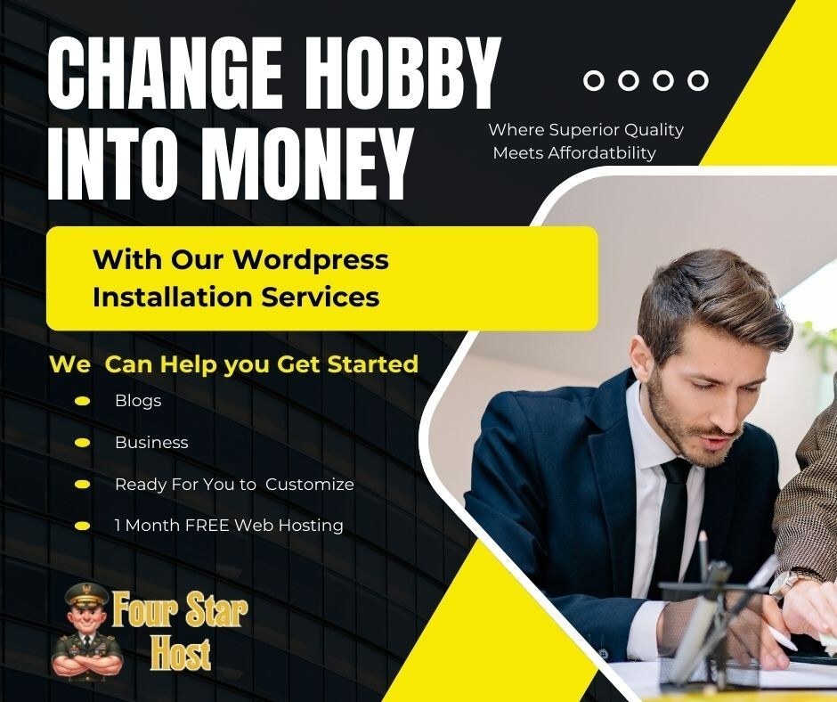 WordPress Installation Service W/FREE Webhosting – Turn Your Hobby into $$$