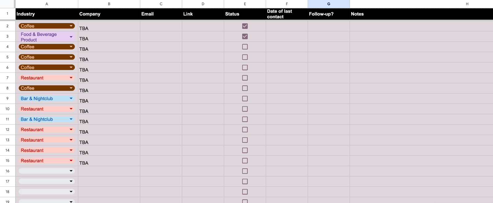 Outreach & Cold Email Contact List Template | Google Sheets Tracker