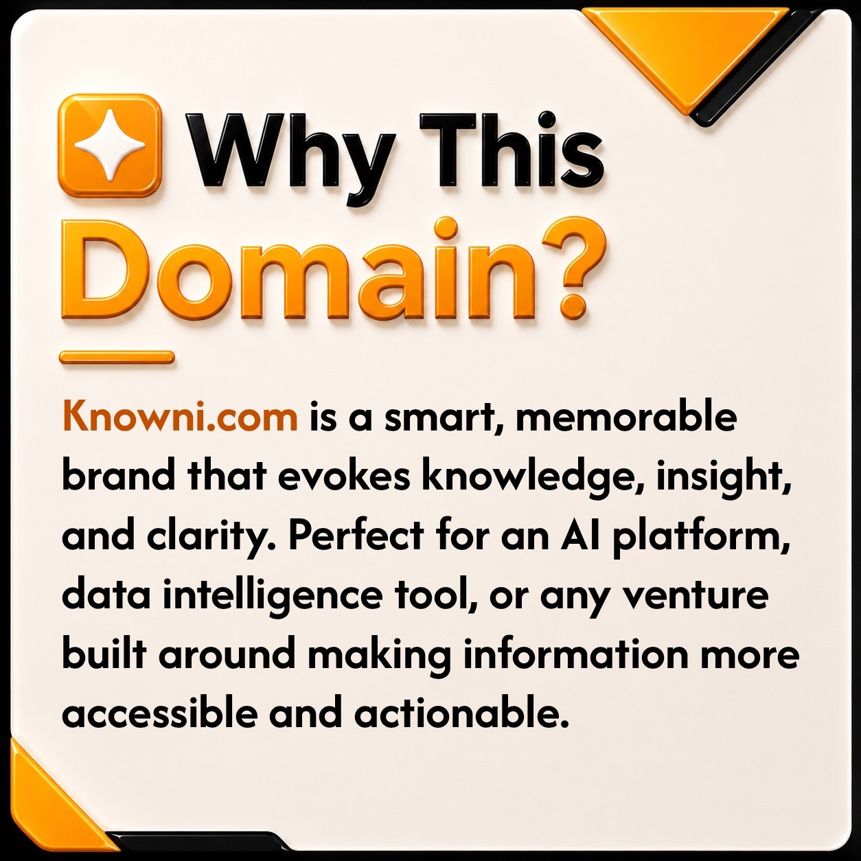 Knowni.com Data, Knowledge, AI, SaaS Branding, Startup .COM Domain Name For Sale