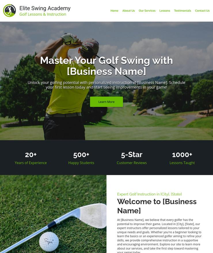 Golf Instructor Customized Business Website *SEE FULL DESCRIPTION*
