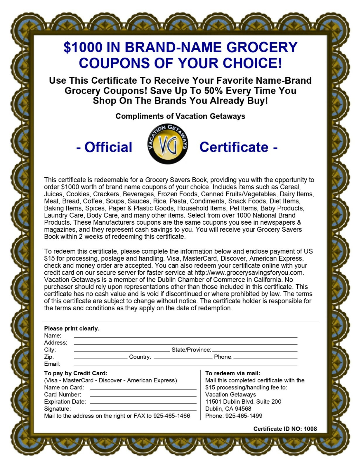 Increase Sales & Leads Giving Away Vacation & Restaurant Certificate Incentives