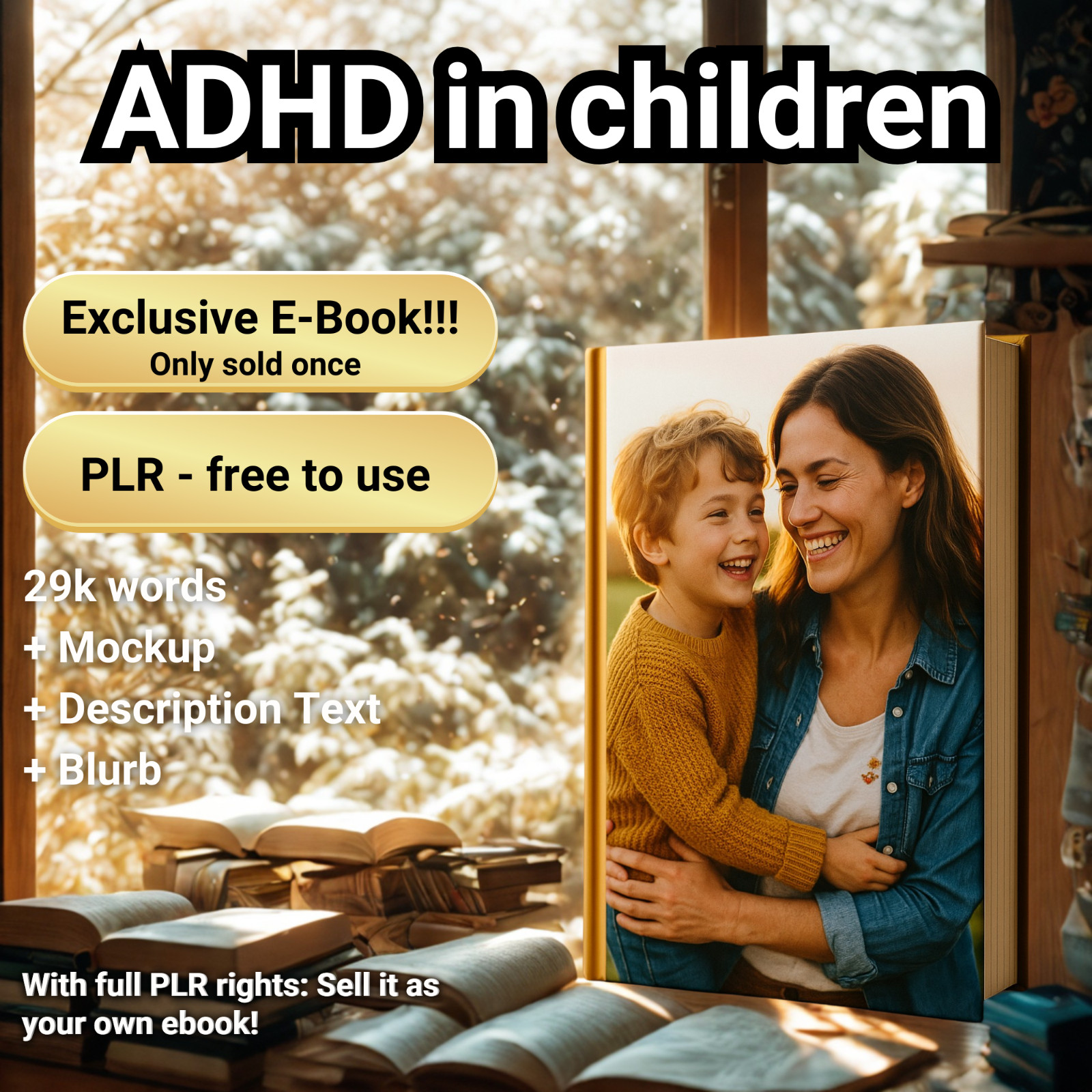 ADHD in children 29k words Exclusive PLR e-book – sold only once
