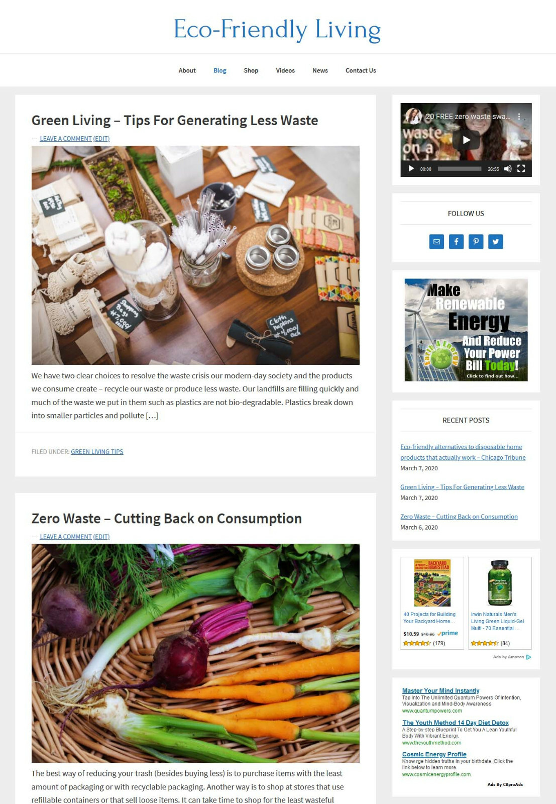 * Eco-Friendly Green Living Website * affiliate product blog AUTO POSTS