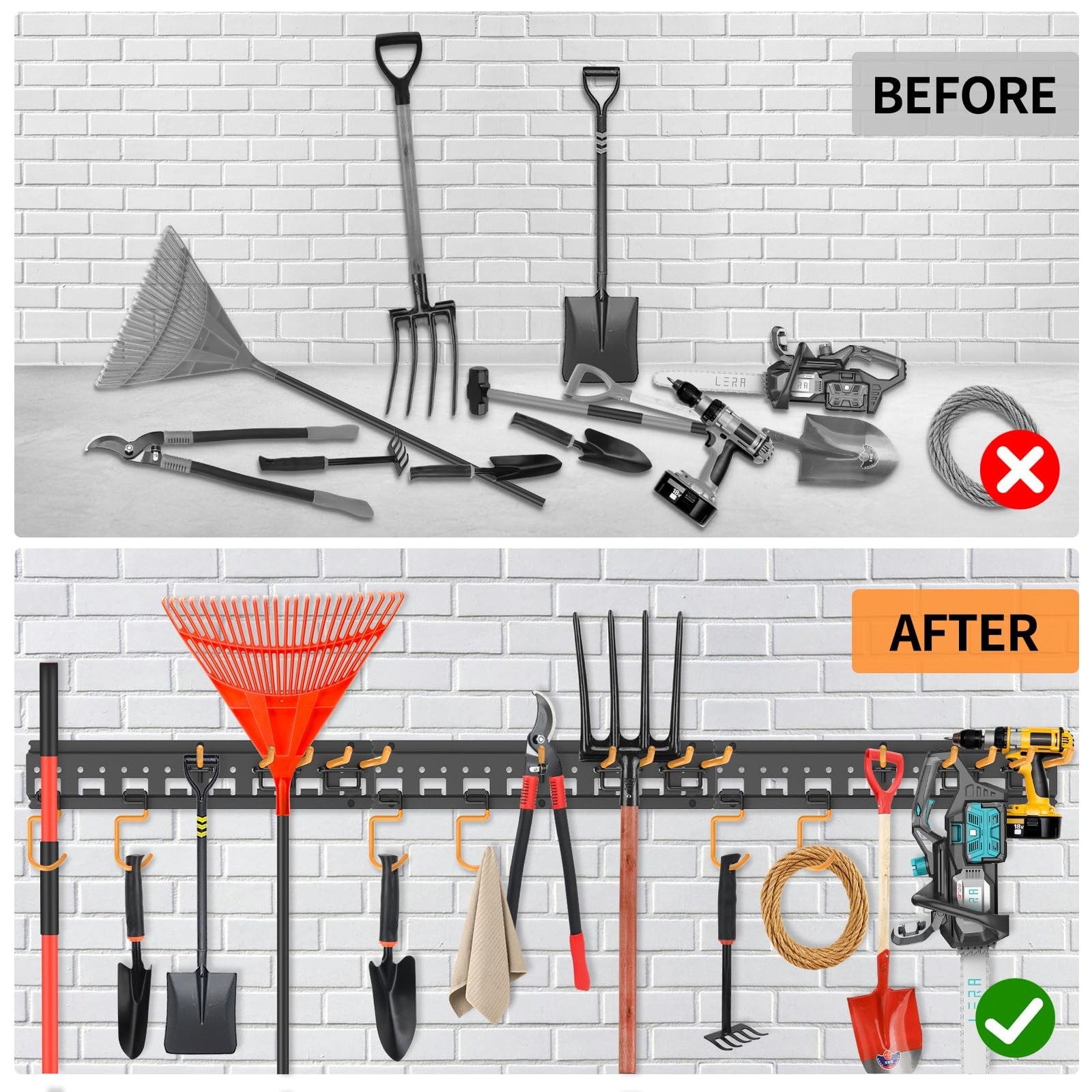 Garden Tool Organizer Wall Mount – Garage Storage and Organization Yard Tool …