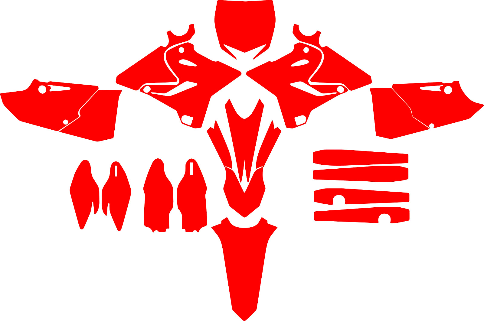 Yamaha YZ 125 250 / 2015 2016 2017 2018 vector template a escala 1:1