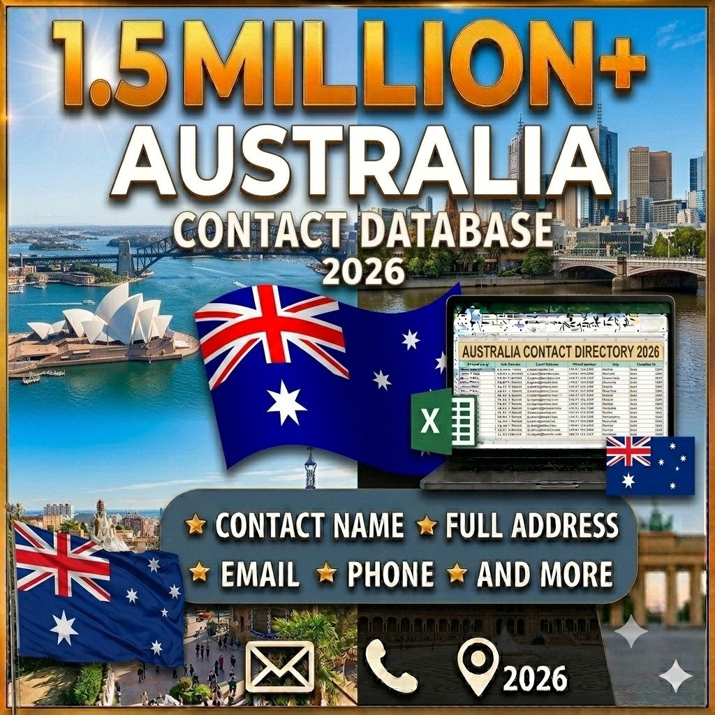 1.5 Million AUSTRALIA Email Database list 2026 |Contact Leads (Digital Download)