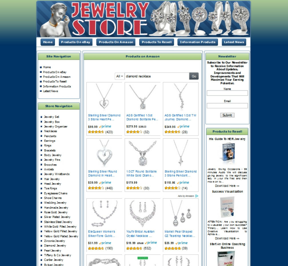 FINE JEWELRY STORE. Work at Home. Affiliate Website Amazon Store+Google