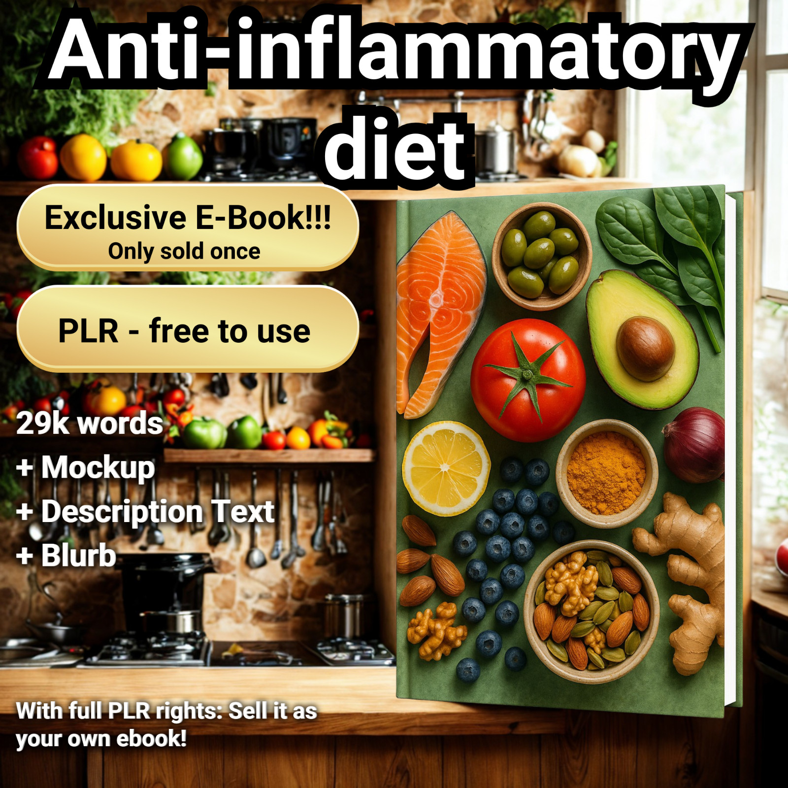 Anti-inflammatory diet 29k words Exclusive PLR e-book – sold only once