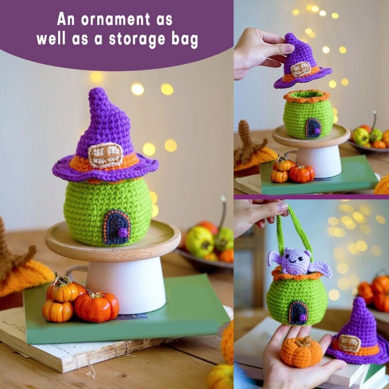 Halloween Candy Bag Crochet Set with Instruction and Crochet Knitting Accessory