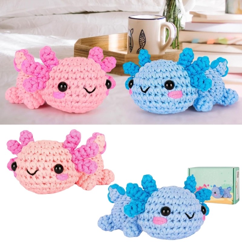 Crochet Dragon Kits for Beginner with Yarn, Crochet Hook, Plastic Eyes