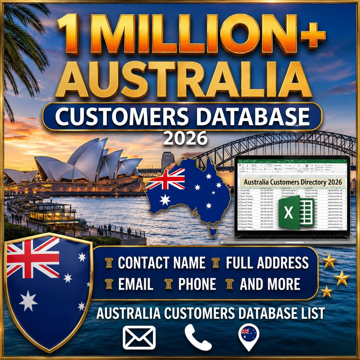 1 Million AUSTRALIA Customers Email Database B2C Contact leads | Excel CSV 2026