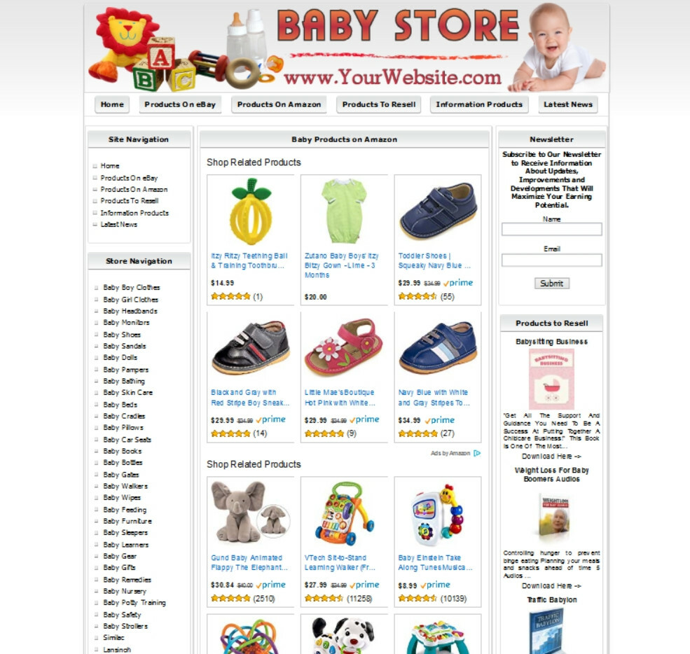 BABY STORE. Profitable Online Business Website. Amazon Affiliate, Google Adsense
