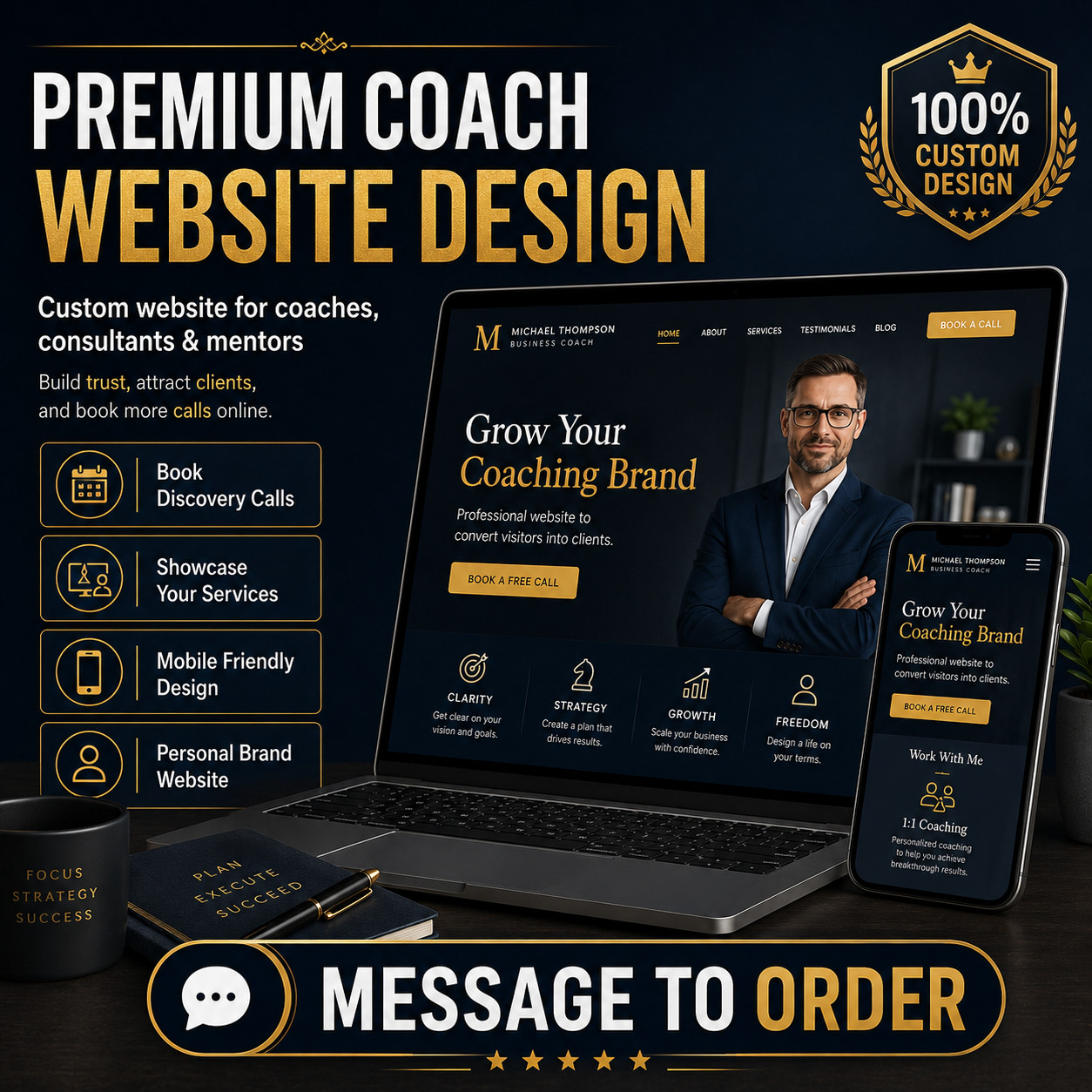 Custom Coach Website Design | Consultant Mentor Business Website Service