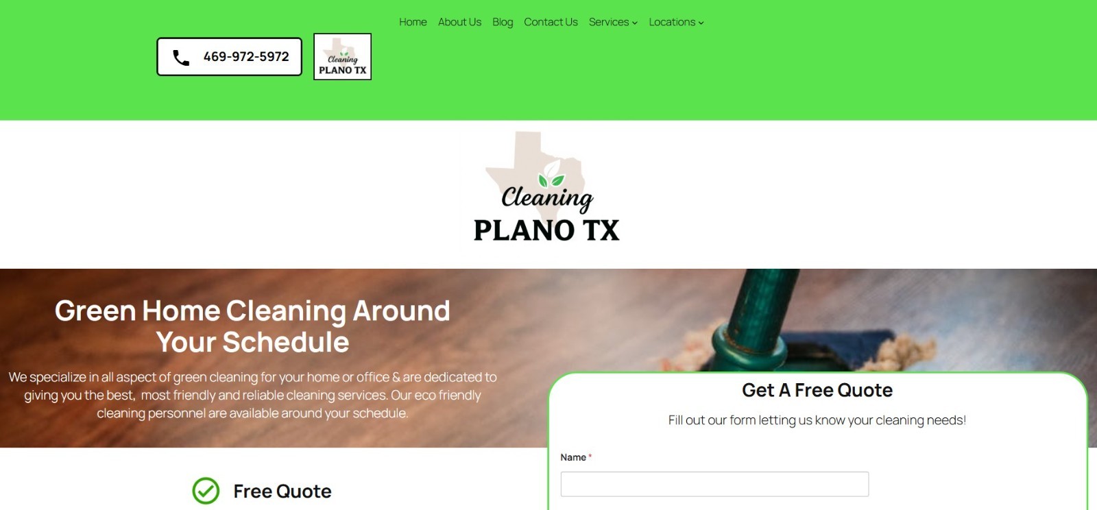 Cleaning business website with full content and social media accounts