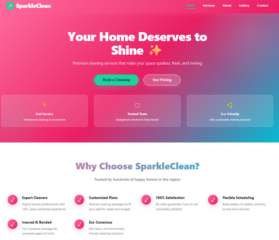 Professional Cleaning Services Website Template – Modern Design