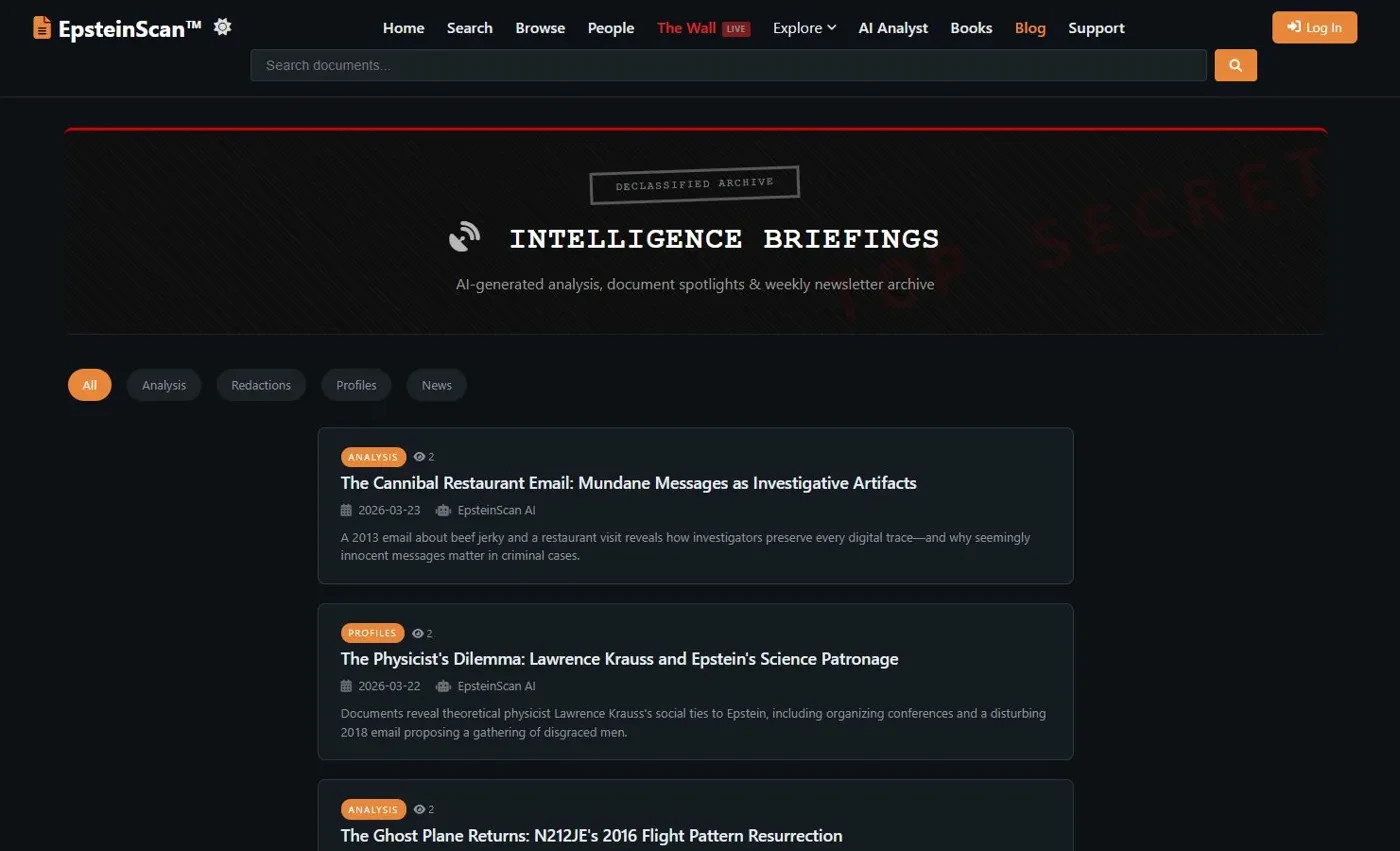 For Sale: EpsteinScan.org – 1.4M Document Search Engine Website | 441K+ Visitors